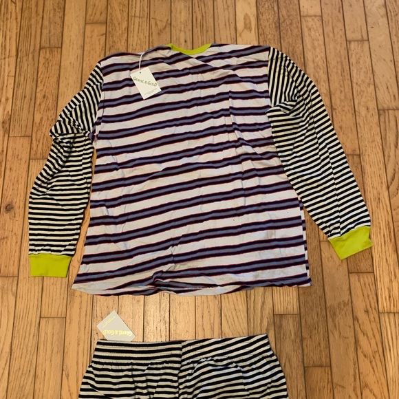 Gravel and Gold Striped Lounge Set - Picture 4 of 5